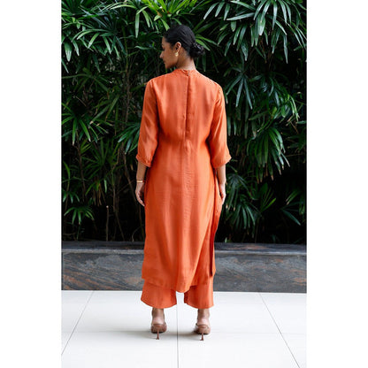 EEDA Orange Patch Kurta with Pant (Set of 2)