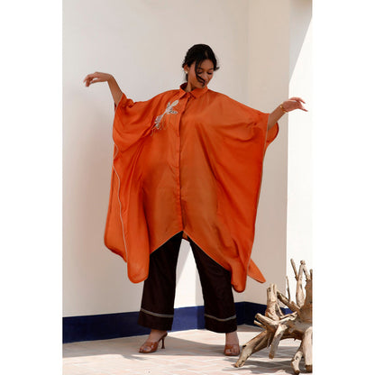 EEDA Tarini Silk Embroidered Kaftan with Pant