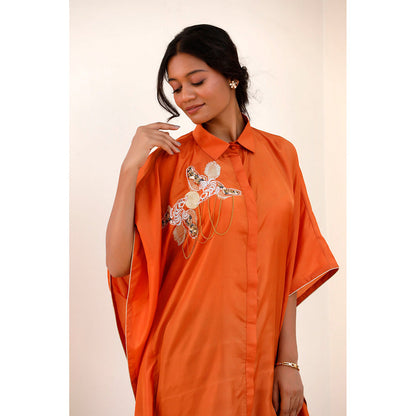EEDA Tarini Silk Embroidered Kaftan with Pant