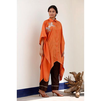 EEDA Tarini Silk Embroidered Kaftan with Pant