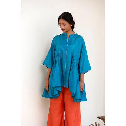 EEDA Saaz Silk Embroidered Kurta with Palazzo