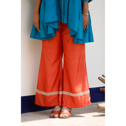 EEDA Saaz Silk Embroidered Kurta with Palazzo