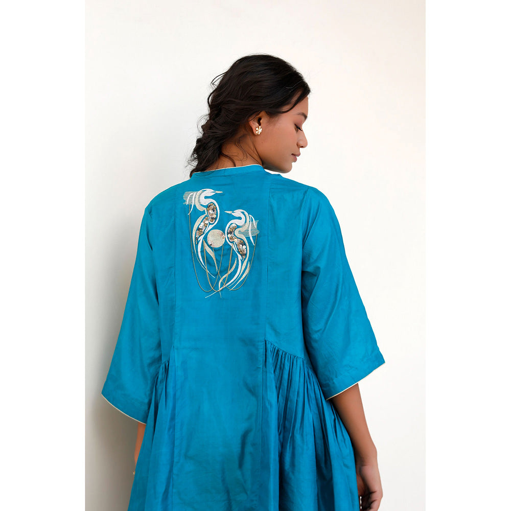 EEDA Saaz Silk Embroidered Kurta with Palazzo