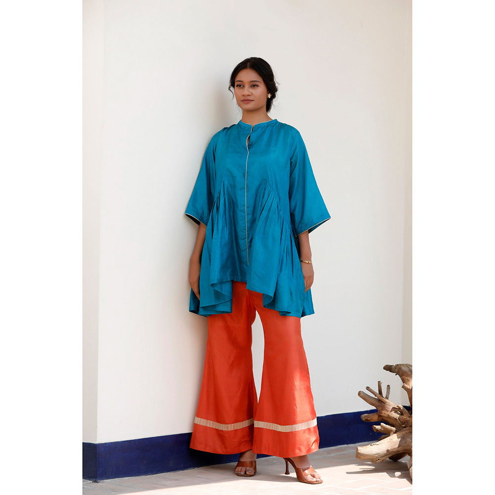 EEDA Saaz Silk Embroidered Kurta with Palazzo