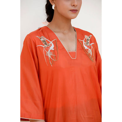 EEDA Basera Silk Embroidered Kurta and Pant