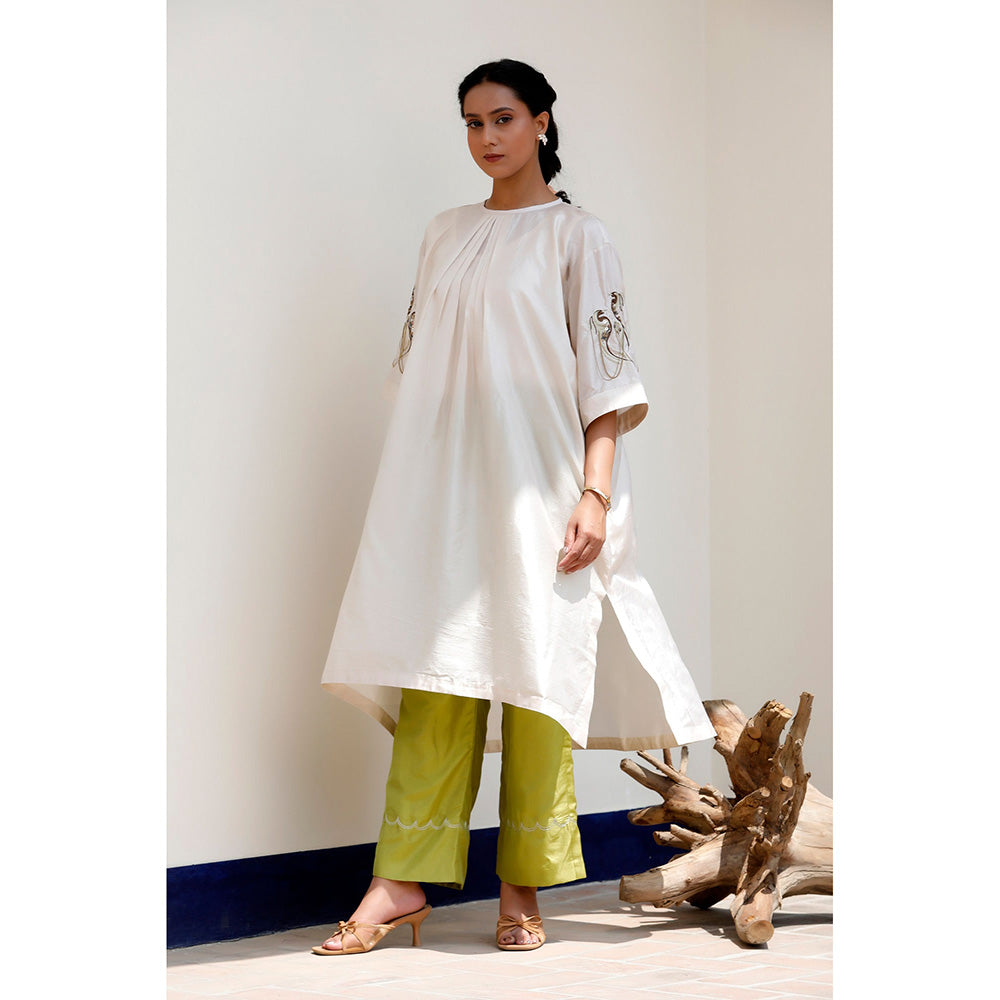 EEDA Aavya Silk Embroidered Kurta and Pant