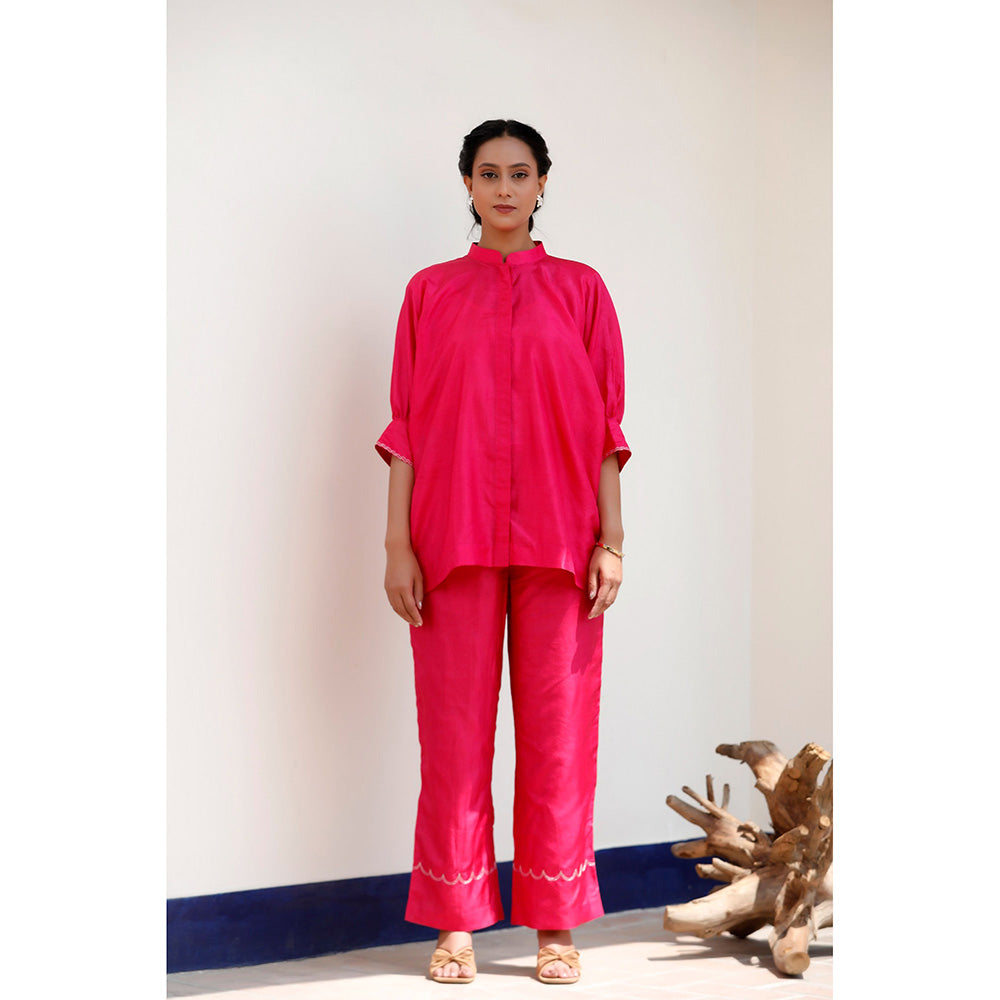 EEDA Rihla Pink Pure Silk Co-Ord