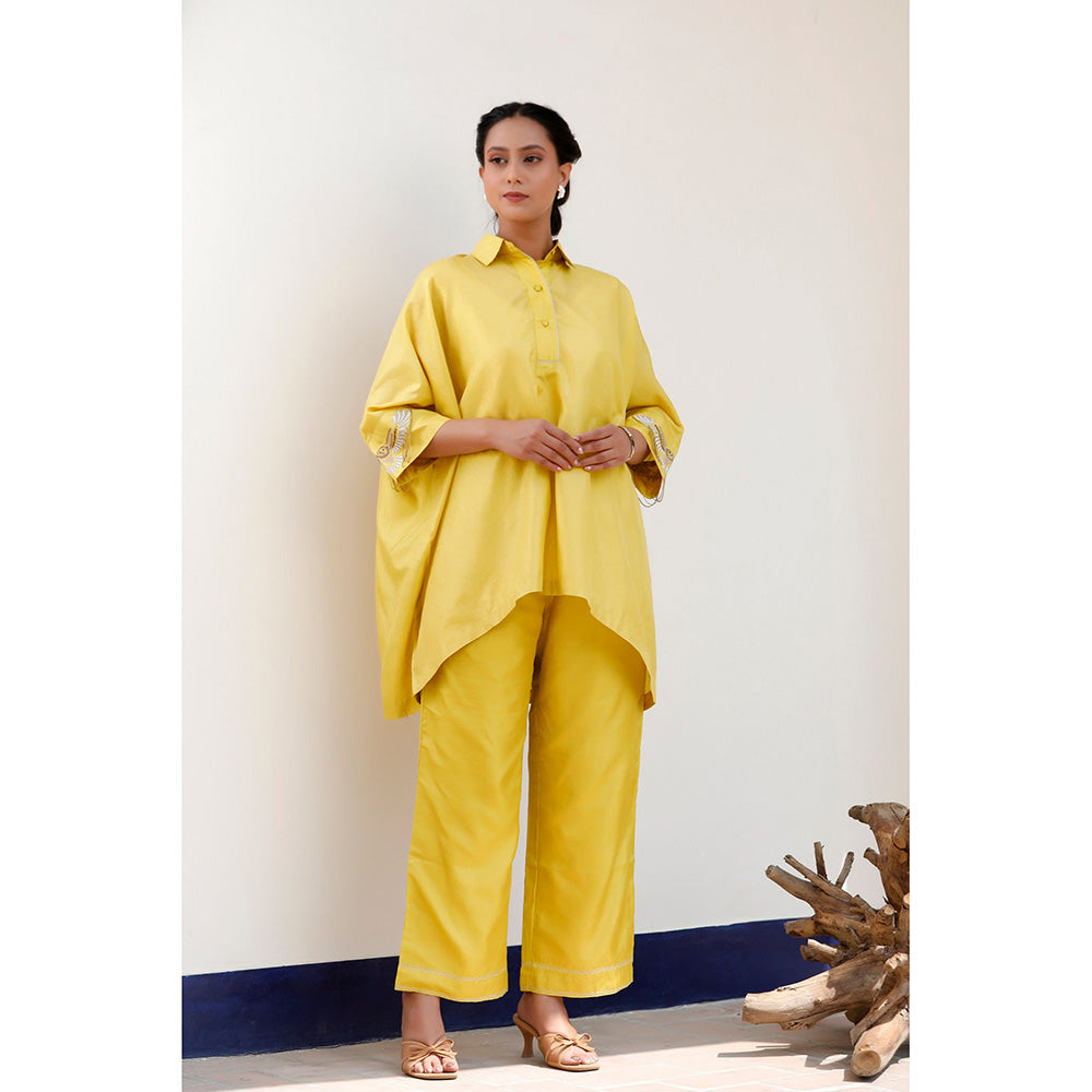 EEDA Yellow Aara Pure Silk Co-Ord