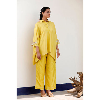 EEDA Yellow Aara Pure Silk Co-Ord