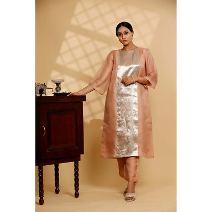 EEDA Peach Woven Kurta with Pant