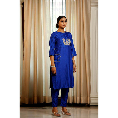 EEDA Blue Embroidered Kurta with Pant