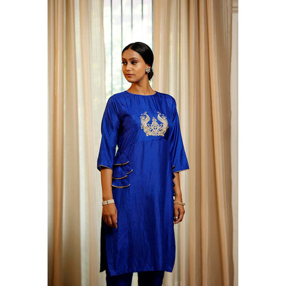 EEDA Blue Embroidered Kurta with Pant