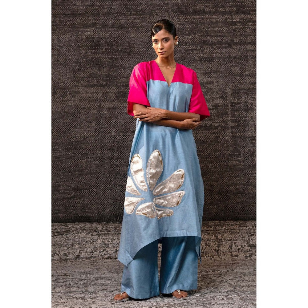 EEDA Blue Long Kurta with Palazzo