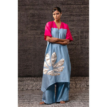 EEDA Blue Long Kurta with Palazzo