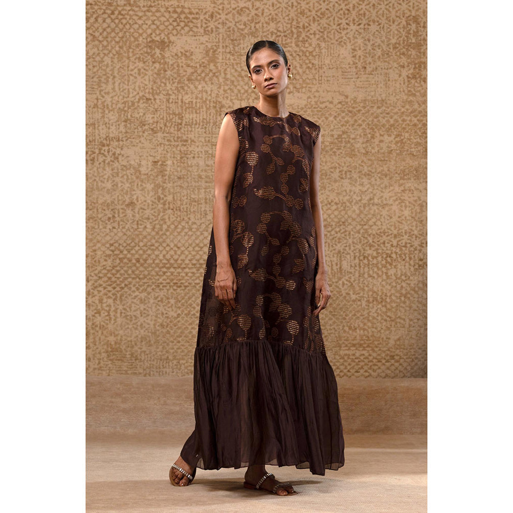 EEDA Taral Brown Organza Applique Dress