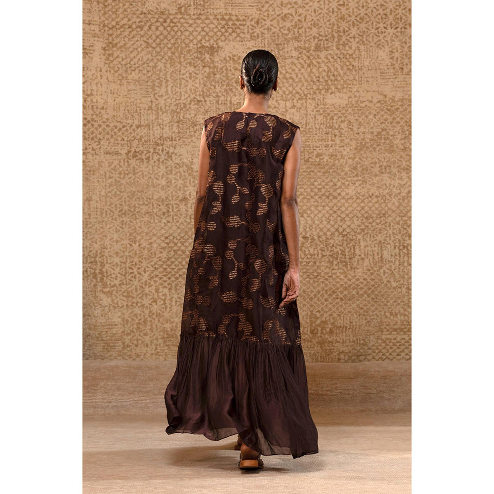 EEDA Taral Brown Organza Applique Dress
