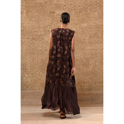 EEDA Taral Brown Organza Applique Dress