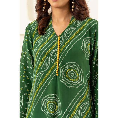 EESHA GUPTA Women Green Printed Kurta with Palazzo and Dupatta (Set of 3)
