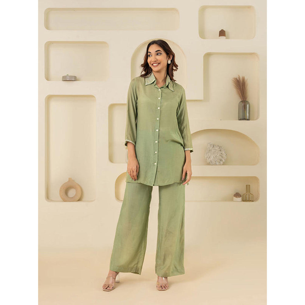 EESHA GUPTA Green Sequin Cotton Co-Ord (Set of 2)