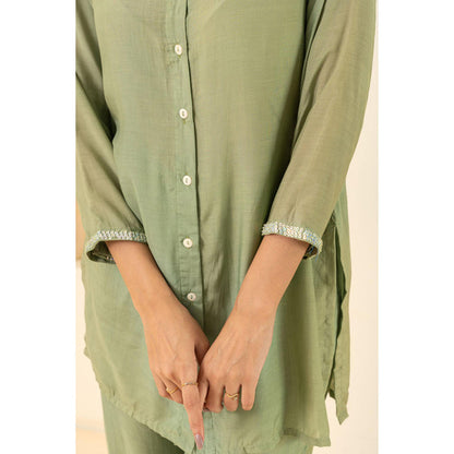 EESHA GUPTA Green Sequin Cotton Co-Ord (Set of 2)