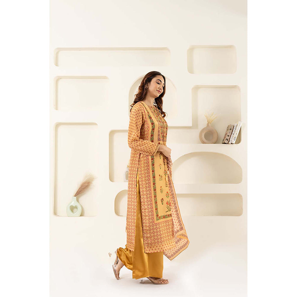 EESHA GUPTA Cream and Pink Tissue Kurta with Palazzo & Dupatta (Set of 3)