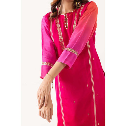 EESHA GUPTA Organza Silk Festive Kurta with Sharara & Dupatta (Set of 3)