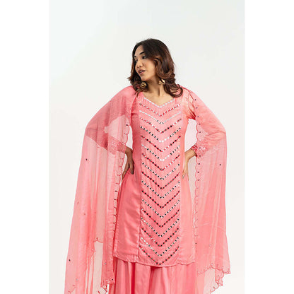EESHA GUPTA Pink Mirror Kurta with Palazzos & Dupatta (Set of 3)