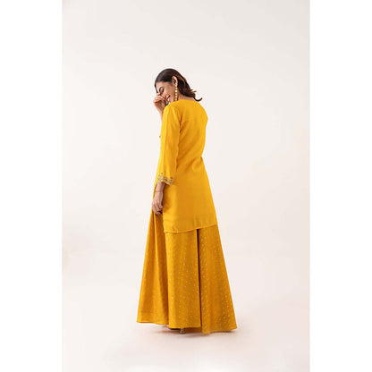 EESHA GUPTA Yellow Booti Silk Kurta with Palazzo & Dupatta (Set of 3)