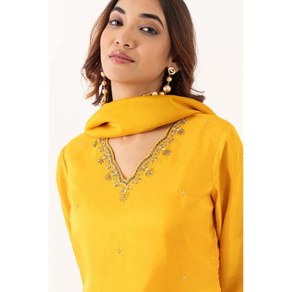 EESHA GUPTA Yellow Booti Silk Kurta with Palazzo & Dupatta (Set of 3)