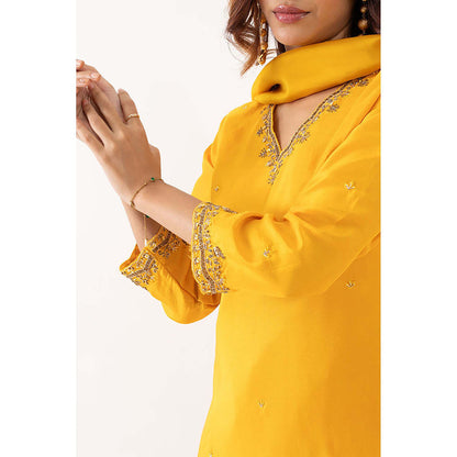 EESHA GUPTA Yellow Booti Silk Kurta with Palazzo & Dupatta (Set of 3)