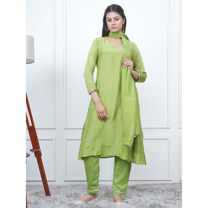 EESHA GUPTA Green Kali Kurta with Pant and Dupatta (Set of 3)
