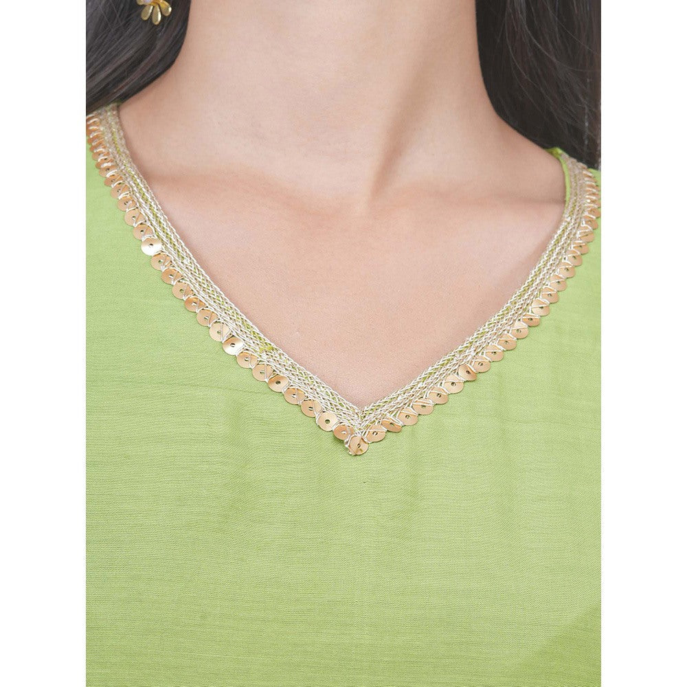 EESHA GUPTA Green Kali Kurta with Pant and Dupatta (Set of 3)