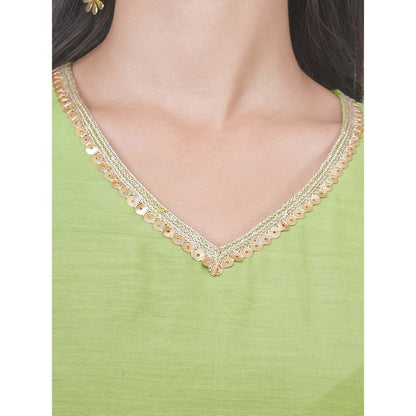 EESHA GUPTA Green Kali Kurta with Pant and Dupatta (Set of 3)