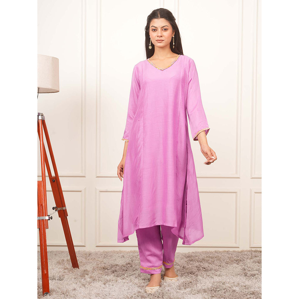 EESHA GUPTA Lavender Kali Kurta with Pant and Dupatta (Set of 3)