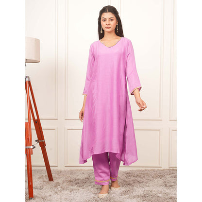 EESHA GUPTA Lavender Kali Kurta with Pant and Dupatta (Set of 3)