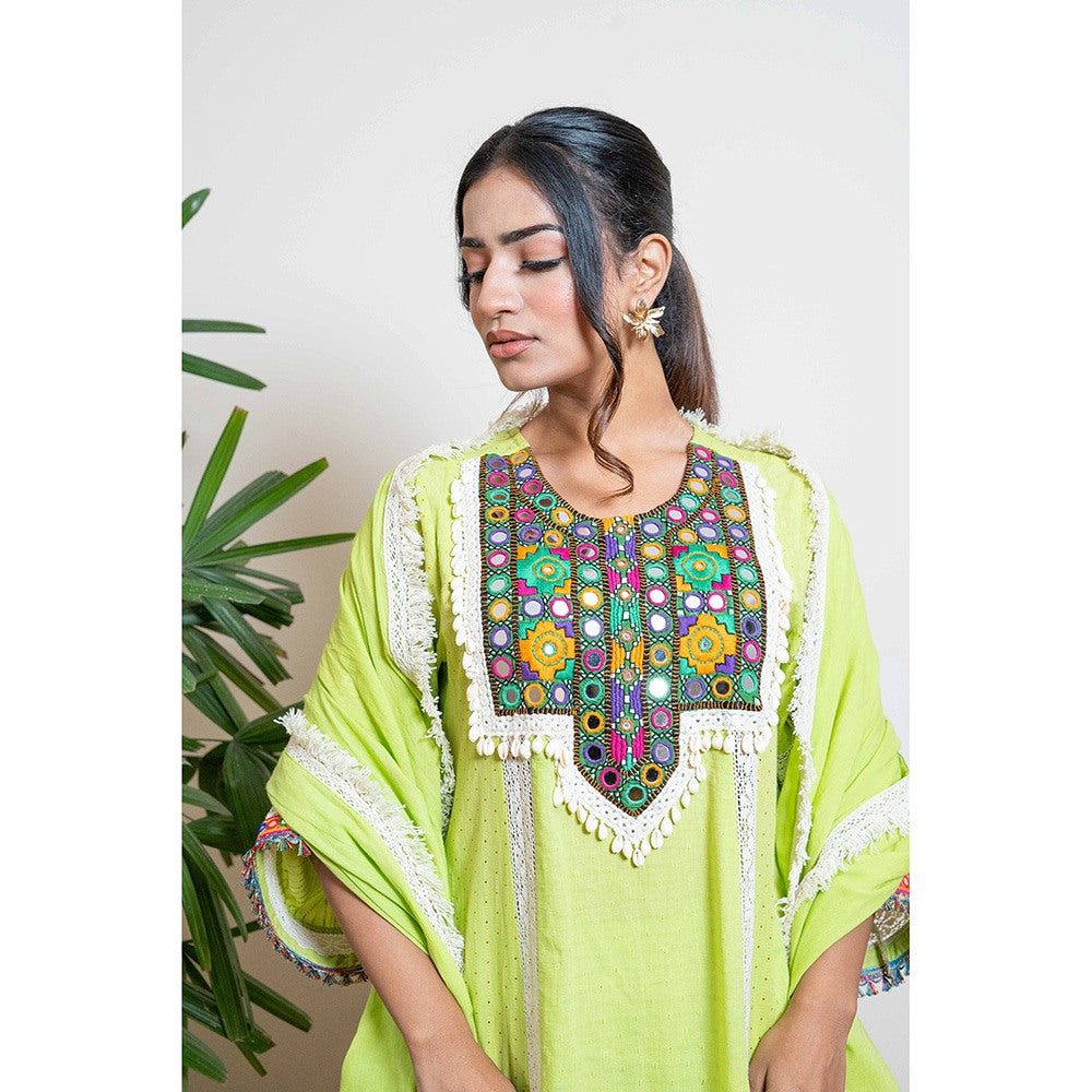 Ekavira Joshna Green Kurta with Pant & Dupatta for Women (Set of 3)