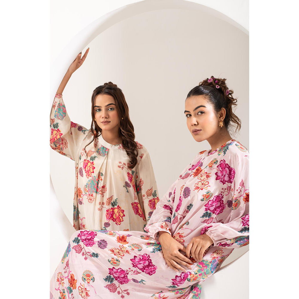 Ekavira Mogra White Floral Print Kurta and Pant (Set of 2)