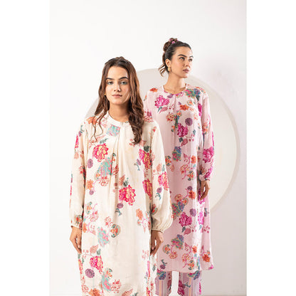 Ekavira Gulabi Pink Floral Print Kurta and Pant (Set of 2)