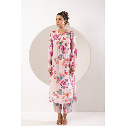 Ekavira Gulabi Pink Floral Print Kurta and Pant (Set of 2)
