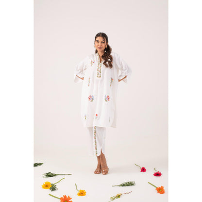 Ekavira Vedika White Floral Print Kurta and Pant (Set of 2)