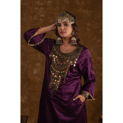 Ekavira Raahi Collection Shaira Solid Kurta with Palazzo and Dupatta (Set of 3)
