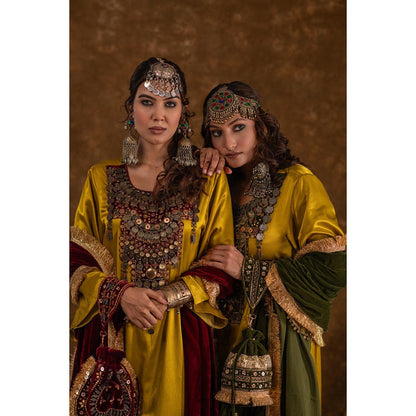 Ekavira Raahi Collection Shaira Solid Kurta with Palazzo and Dupatta (Set of 3)