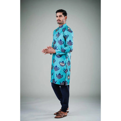 Eleven Brothers Tea O-Clock Silk Kurta Set (Set of 2)