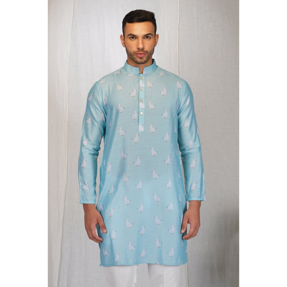 Eleven Brothers Sky White Silk Kurta Set (Set of 2)
