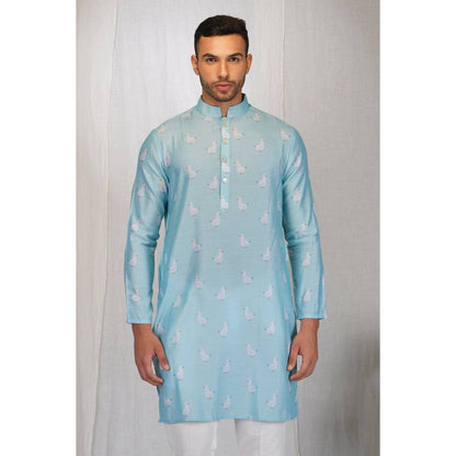 Eleven Brothers Sky White Silk Kurta Set (Set of 2)
