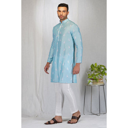 Eleven Brothers Sky White Silk Kurta Set (Set of 2)