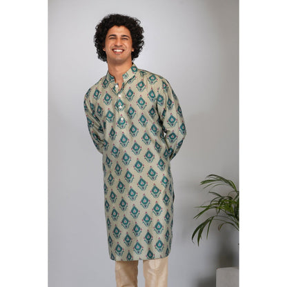 Eleven Brothers Leafy Emerald Kurta Set (Set of 2)