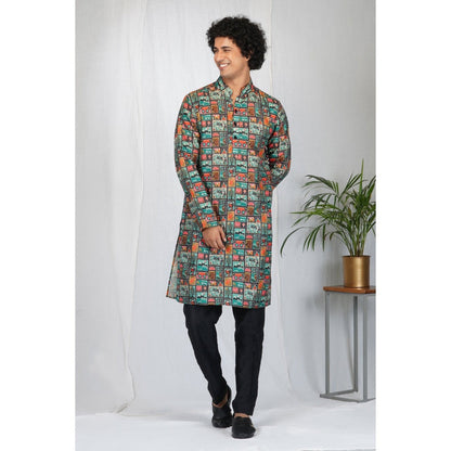 Eleven Brothers Multi-Color Gallery Printed Kurta Set (Set of 2)