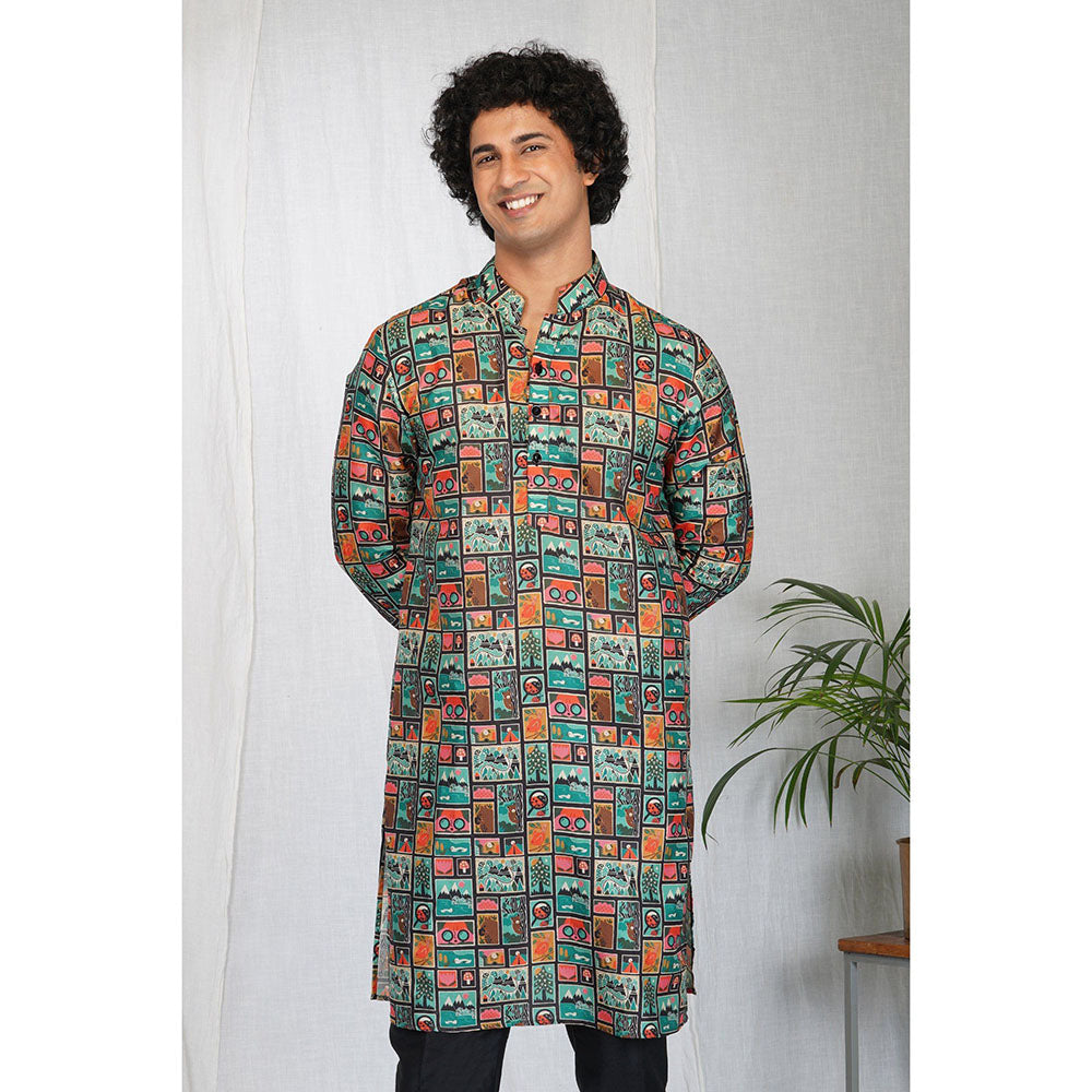 Eleven Brothers Multi-Color Gallery Printed Kurta Set (Set of 2)