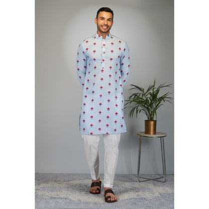 Eleven Brothers Blue Bloom Printed Kurta Set (Set of 2)